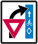 Example of a YIELD TO BIKES regulatory sign not adopted in the MUTCD