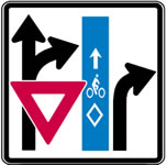 Example of a YIELD TO BIKES regulatory sign not adopted in the MUTCD