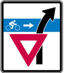 Example of a YIELD TO BIKES regulatory sign not adopted in the MUTCD